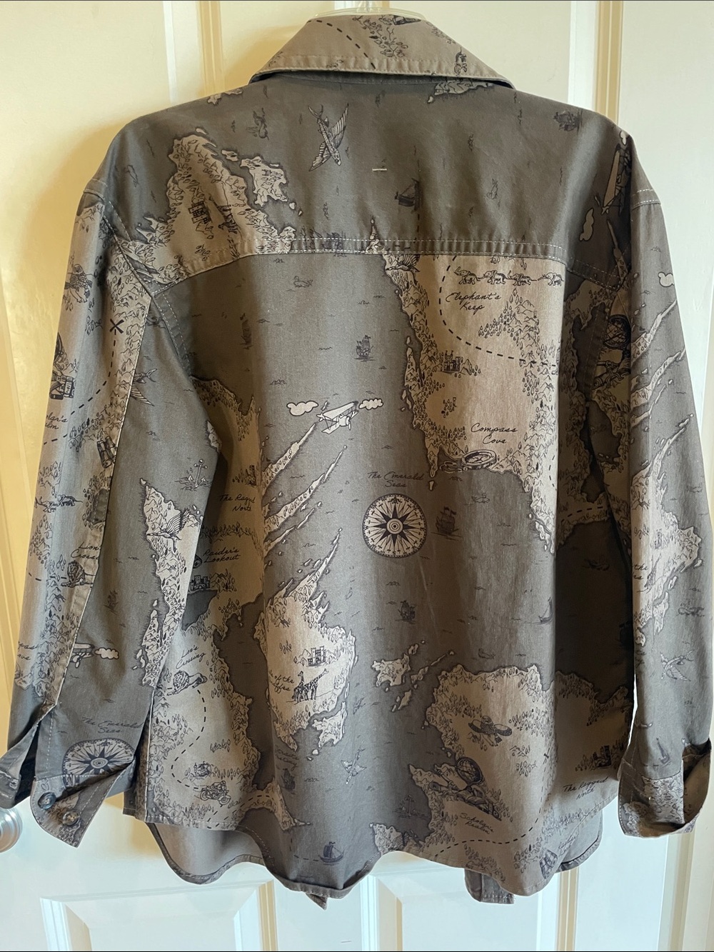 Banana Republic Olive Green Map-Print Utility Shirt Jacket - Picture 5 of 11